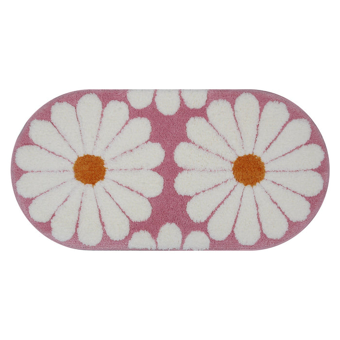 Feblilac Oval Colorful Daisy Tufted Bath Mat