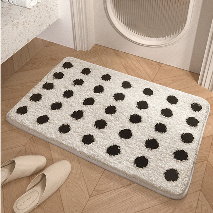 Feblilac Color Polkadot Bath Mat Mom‘s Day Gift, Color Black White Dot Rug