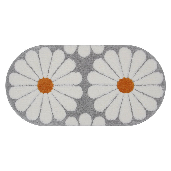 Feblilac Oval Colorful Daisy Tufted Bath Mat