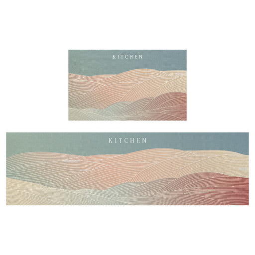 Feblilac Abstract Mountains Wave PVC Leather Kitchen Mat