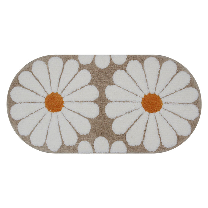 Feblilac Oval Colorful Daisy Tufted Bath Mat