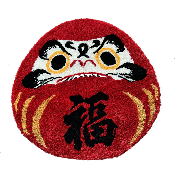 Feblilac Japanese Style Round Daruma Bathmat Area Rug 35.4"x36.2", 90cmx92cm