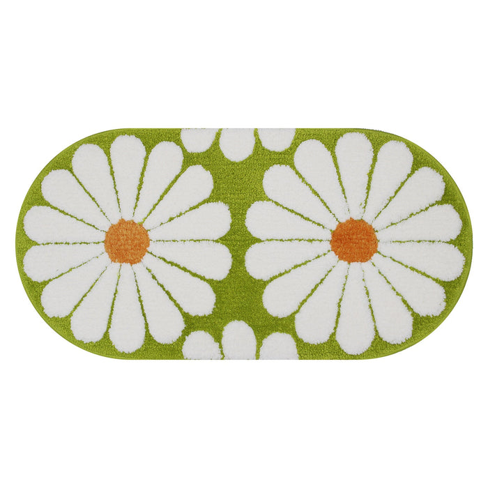 Feblilac Oval Colorful Daisy Tufted Bath Mat