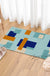 Feblilac Blue and Brown Squares Geometric Tufted Bath Mat