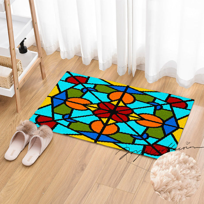 Feblilac Baroco Style Glasses Geometric Tufted Bath Mat