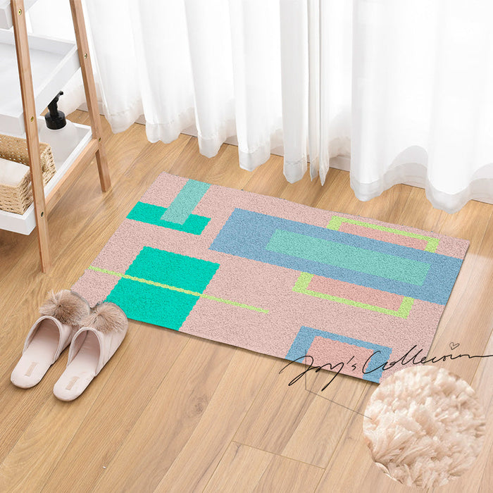 Feblilac Geometric Big Squares Geometric Tufted Bath Mat