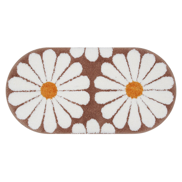 Feblilac Oval Colorful Daisy Tufted Bath Mat