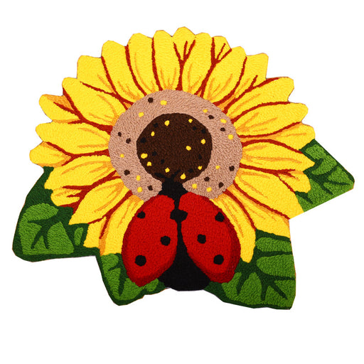 Feblilac Woven Acrylic Fibers Sunflower and Ladybug Door Mat