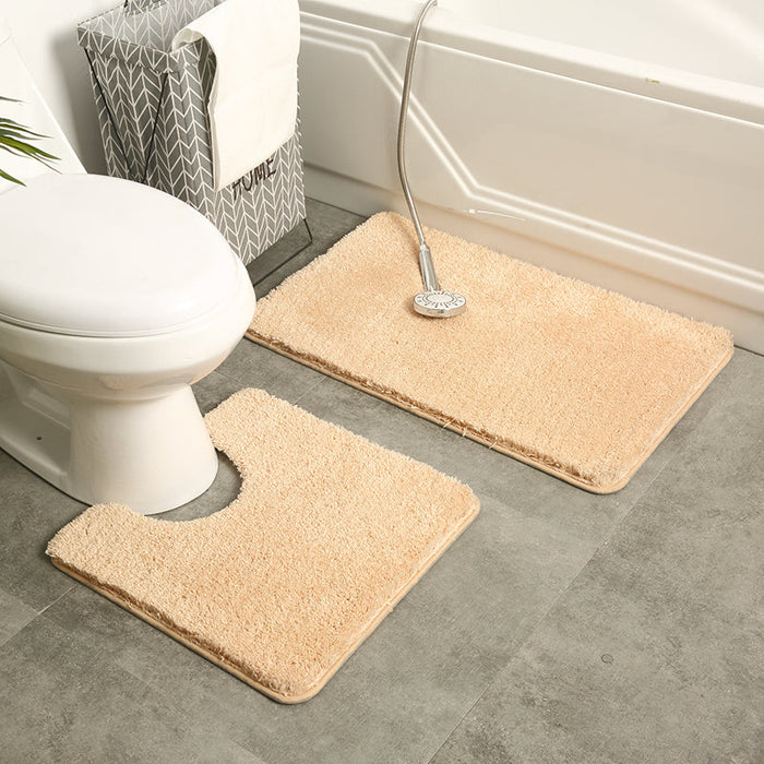 Feblilac Solid Tufted Bathroom Mat Toilet U-Shaped Floor Mat