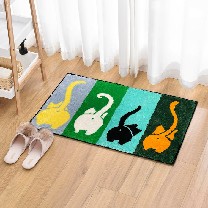 Feblilac Cute Four Color Cats Bathroom Rug Bathmat