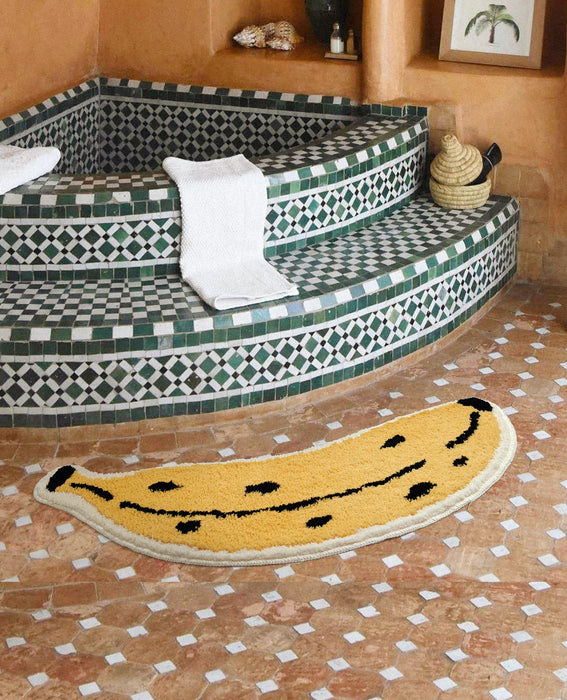 Cute Banana Bath Mat, Irregular Fruit Bathroom Rug, Tufting Mat for Bathroom