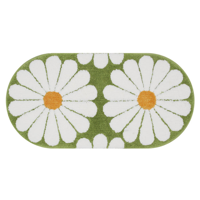 Feblilac Oval Colorful Daisy Tufted Bath Mat