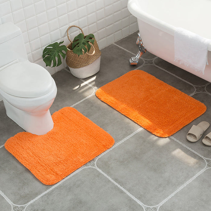 Feblilac Square Solid Tufted Bathroom Mat Toilet U-Shaped Floor Mat