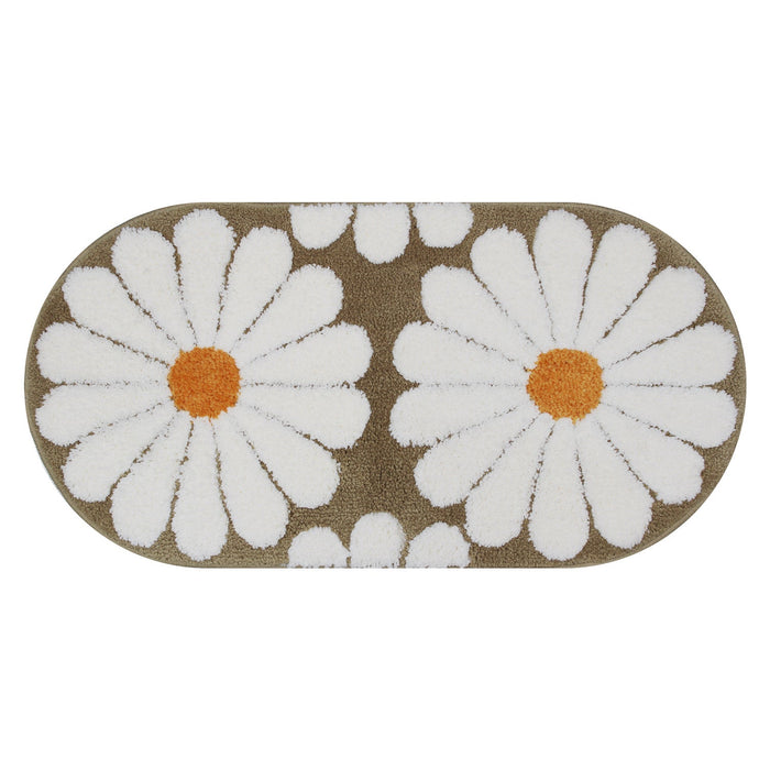 Feblilac Oval Colorful Daisy Tufted Bath Mat