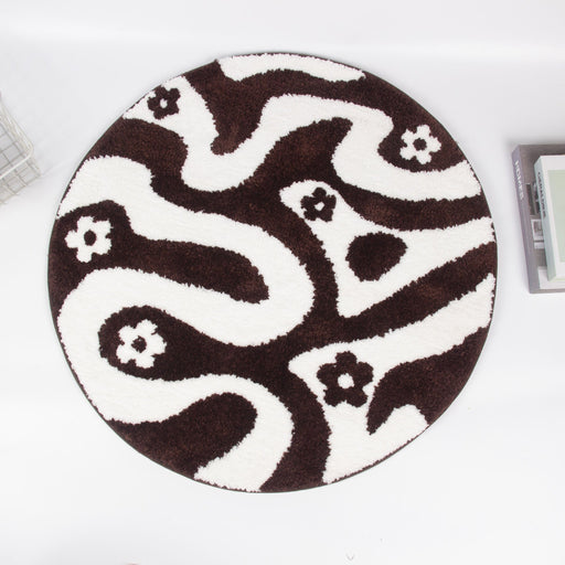 Feblilac Round Dizzy Flower Bath Area Mat 31"x31", 80cmx80cm