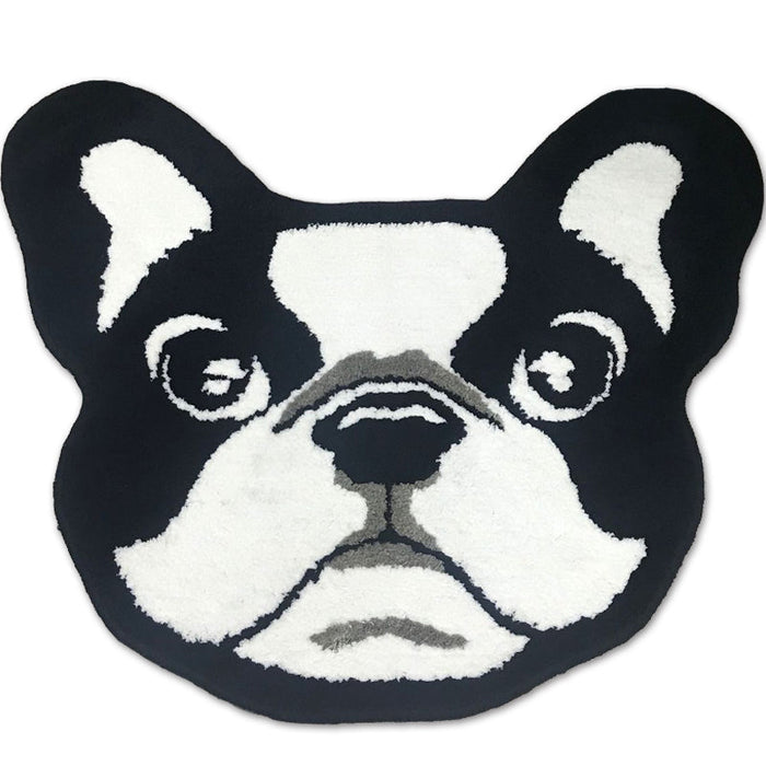 Feblilac Cute Dog Head Tufted Bath Mat