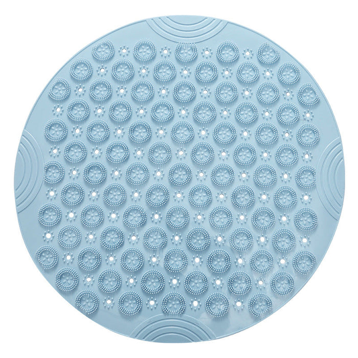 Feblilac TPE Blue/Green/Pink/Grey Drain Holes and Suction Cups Tub Rug, Anti Slip Massage Bathtub Mats