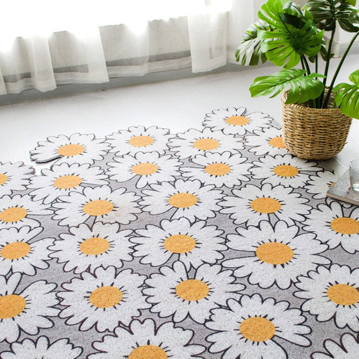 Feblilac White Daisy PVC Coil Door Mat