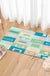 Feblilac Pink and Blue Square Geometric Tufted Bath Mat