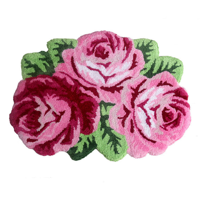 Feblilac Three Pink Rose Tufted Bathmat