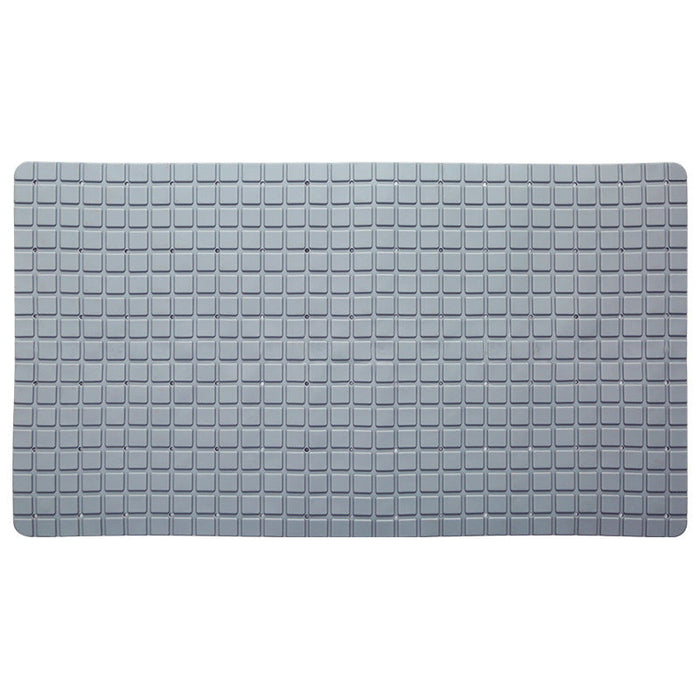 Feblilac TPE Grey/Khaki/White Checkboard Drain Holes and Suction Cups Antiskid Tub Rug, Bathtub Mats