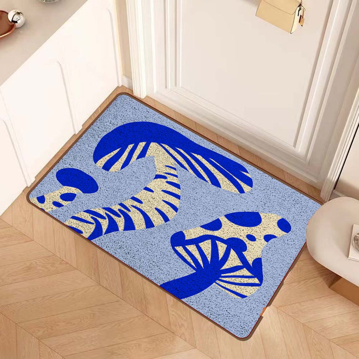 Feblilac Light Blue Mushroom Nylon Door Mat