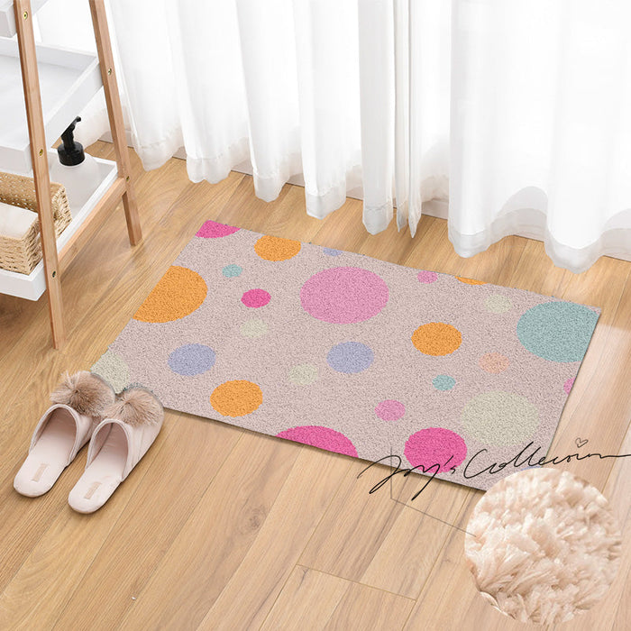 Feblilac Pink Polka Dots Geometric Tufted Bath Mat