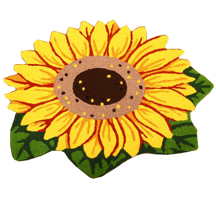 Feblilac Woven Acrylic Fibers Sunflower Door Mat