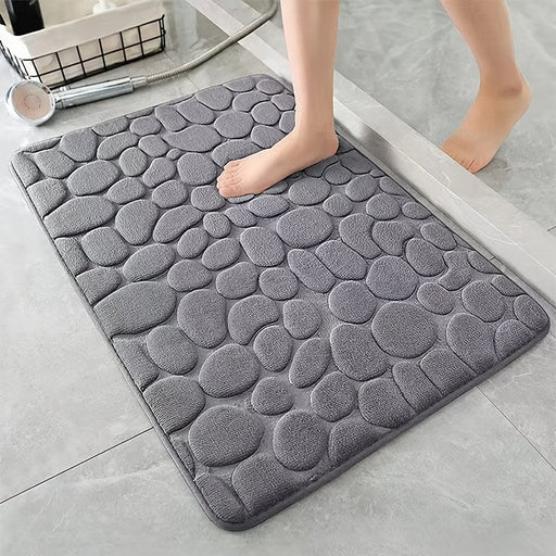 Memory Foam Bath Rug, Simple Stone-Shape Bathroom Mat