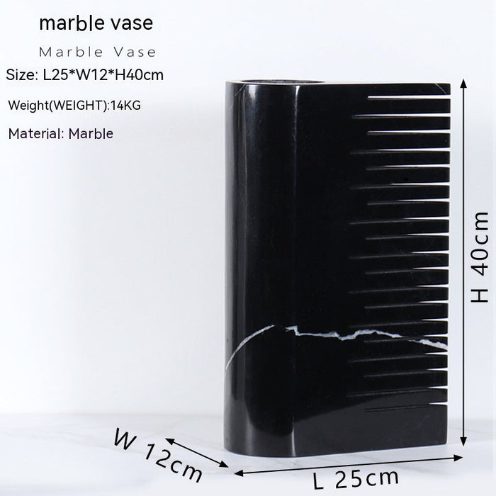 Black And White Marble Flat Vase