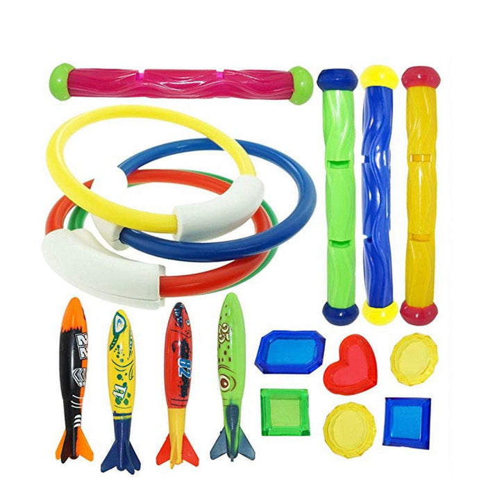 Portable Diving Toys Set Diving Torpedo Rocket Fish Sticks Shark Shape Toys Kids Water Play Toys Gift