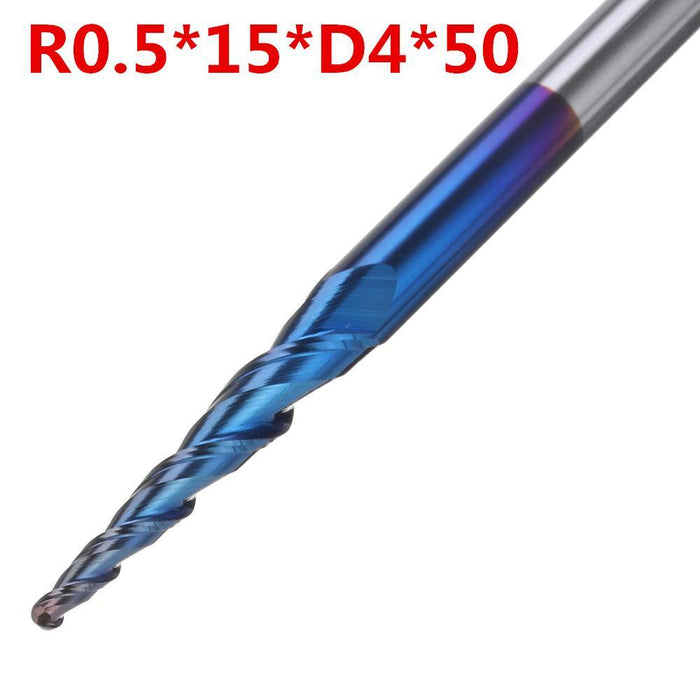 Drillpro NACO-blue 2 Flutes Ball Nose End Mill R0.25/ R0.5/ R0.75/ R1.0 *15*D4*50 Milling Cutter