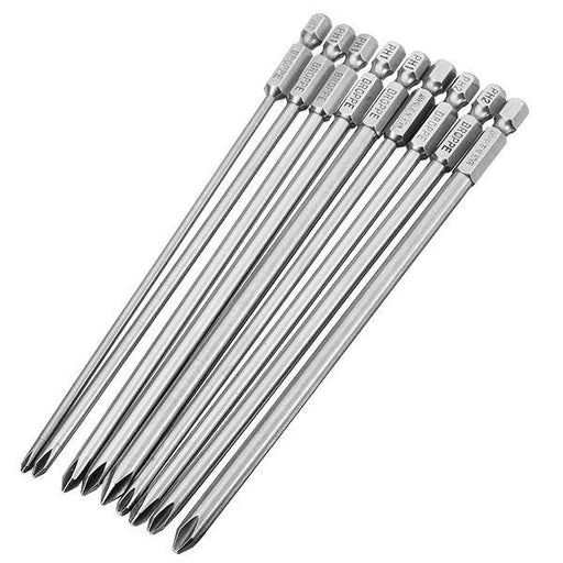 Broppe 9pcs 150mm Magnetic Cross Head Screwdriver Bits Long Hex Shank