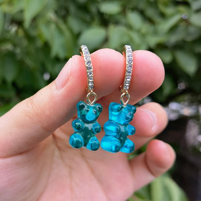 Cute Acrylic Gummy Bear Dangle Earrings - Okeihouse