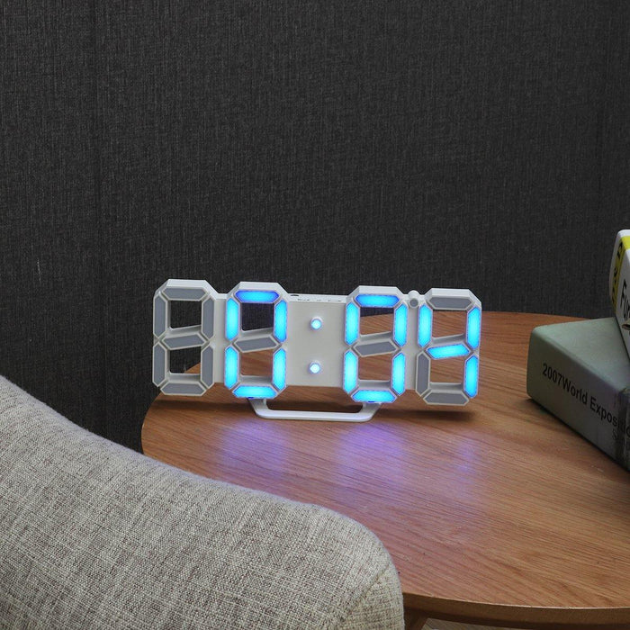 3D Alarm Clock LED Date Display Digital Temperature Snooze Table Wall Hanging