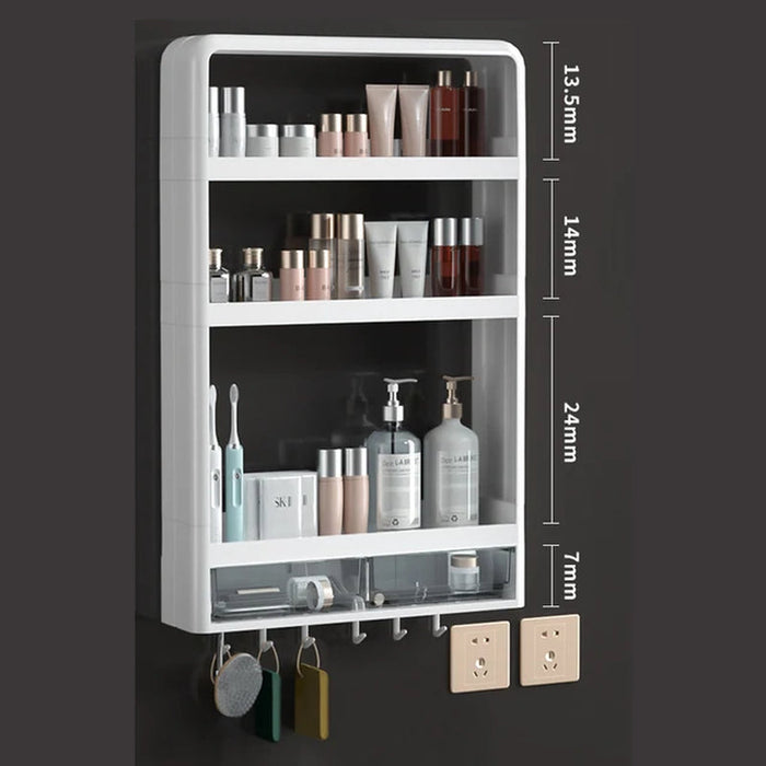 Bathroom Wall Mounted Shelf Multifunctional Toiletries Storage Rack Kitchen Seasoning Bottle Storage Rack Cosmetics Organizer