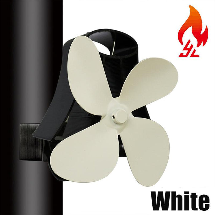 4 Blades Silent Wall Mounted Heat Powered Stove Fan Wood Burner Fireplace EcoFan