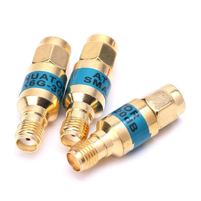 3Pcs 2W 0-6GHz Golden Attenuator SMA-JK Male to Female RF Coaxial Attenuator 10DB + 20DB + 30DB