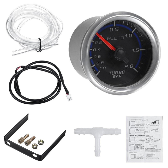 ELUTO F20976 2'' 52mm Car Turbo Boost Pressure Gauge Meter -1~2 Bar LED 12V Brushless Motor