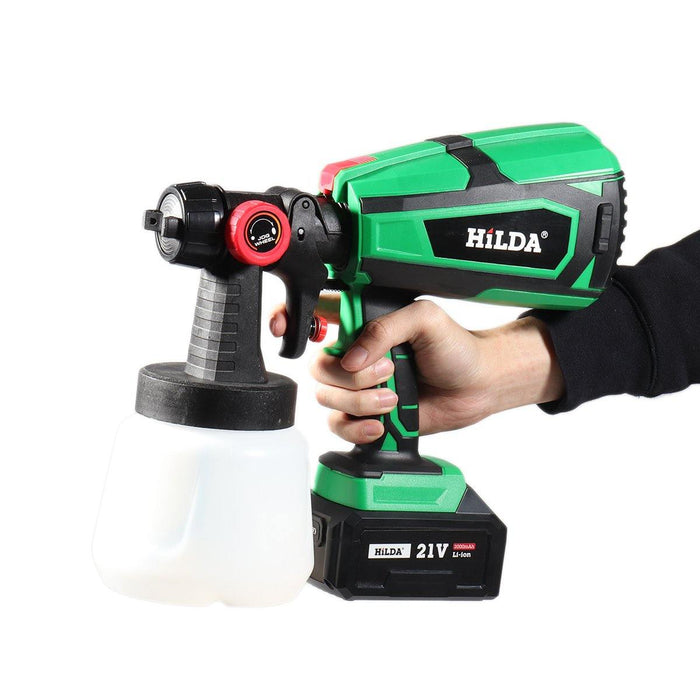 1000ml 800W Cordless Rechargeable Electric Paint Sprayer High Pressure Spray Guns W/ Battery (Green)