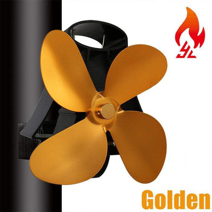 4 Blades Silent Wall Mounted Heat Powered Stove Fan Wood Burner Fireplace EcoFan