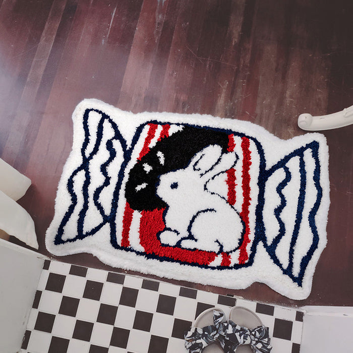 Cute White Bunny Bath Mat