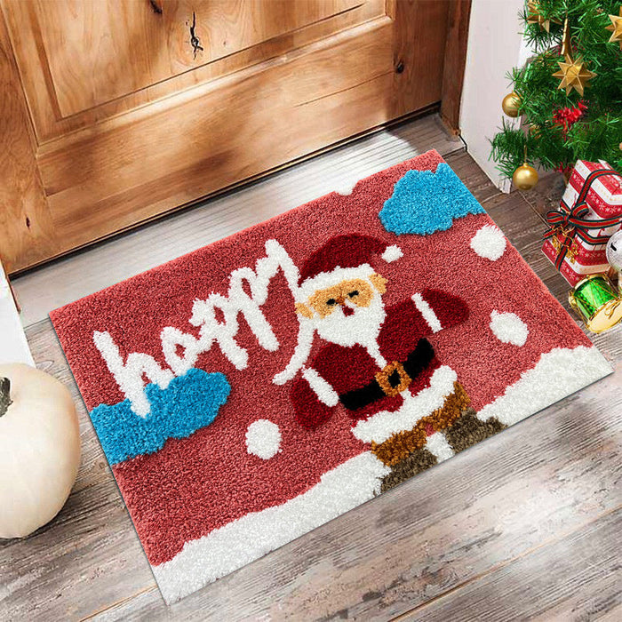 Feblilac Christmas Santa Claus Tufted Bath Mat