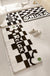 Feblilac Checkerboard and Flower Tufted Bath Mat U-shape Toilet Floor Mat