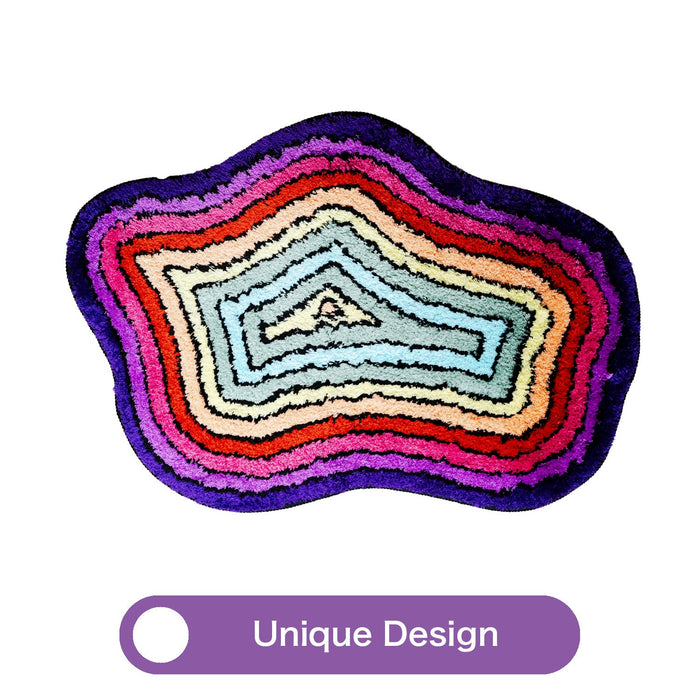 Feblilac Irregular Rainbow Tufted Bath Mat