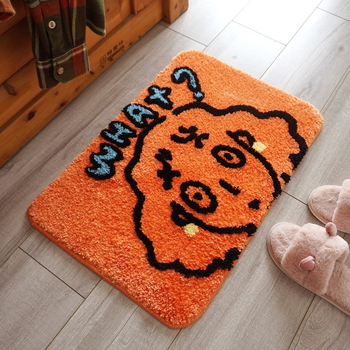 Feblilac Cute Cartoon Girl Tufted Bath Mat