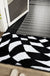 Feblilac Black and White Checkerboard Bath Mat, Abstract Curly Mat Rug