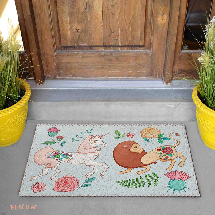 Feblilac The Lion and the Unicorn Door Mat by AmeliaRose Illustrations from UK