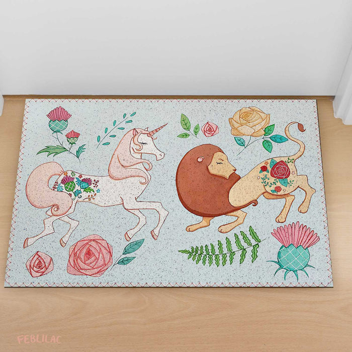 Feblilac The Lion and the Unicorn Door Mat by AmeliaRose Illustrations from UK