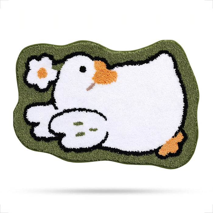 Cute Little Duck and Flower Bath Mat, Soft Shower Rug